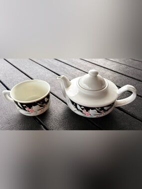 Teapot & Cup “Black Rhapsody” Fine China Made in Japan